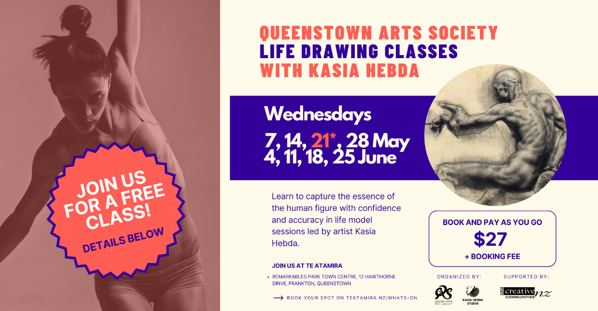 FREE Life Drawing class! Queenstown Arts Society Life Drawing with Kasia Hebda - 21 May