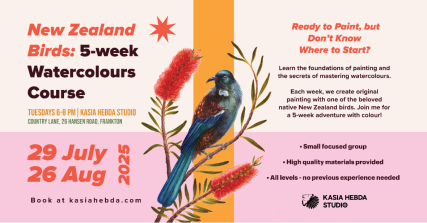 Te Wāhi Toi - New Zealand Birds: 5-Week Watercolour Course – Art Workshops in Queenstown with Kasia Hebda - 5 August 