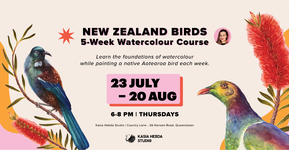 New Zealand Birds: Watercolour Course with Kasia Hebda